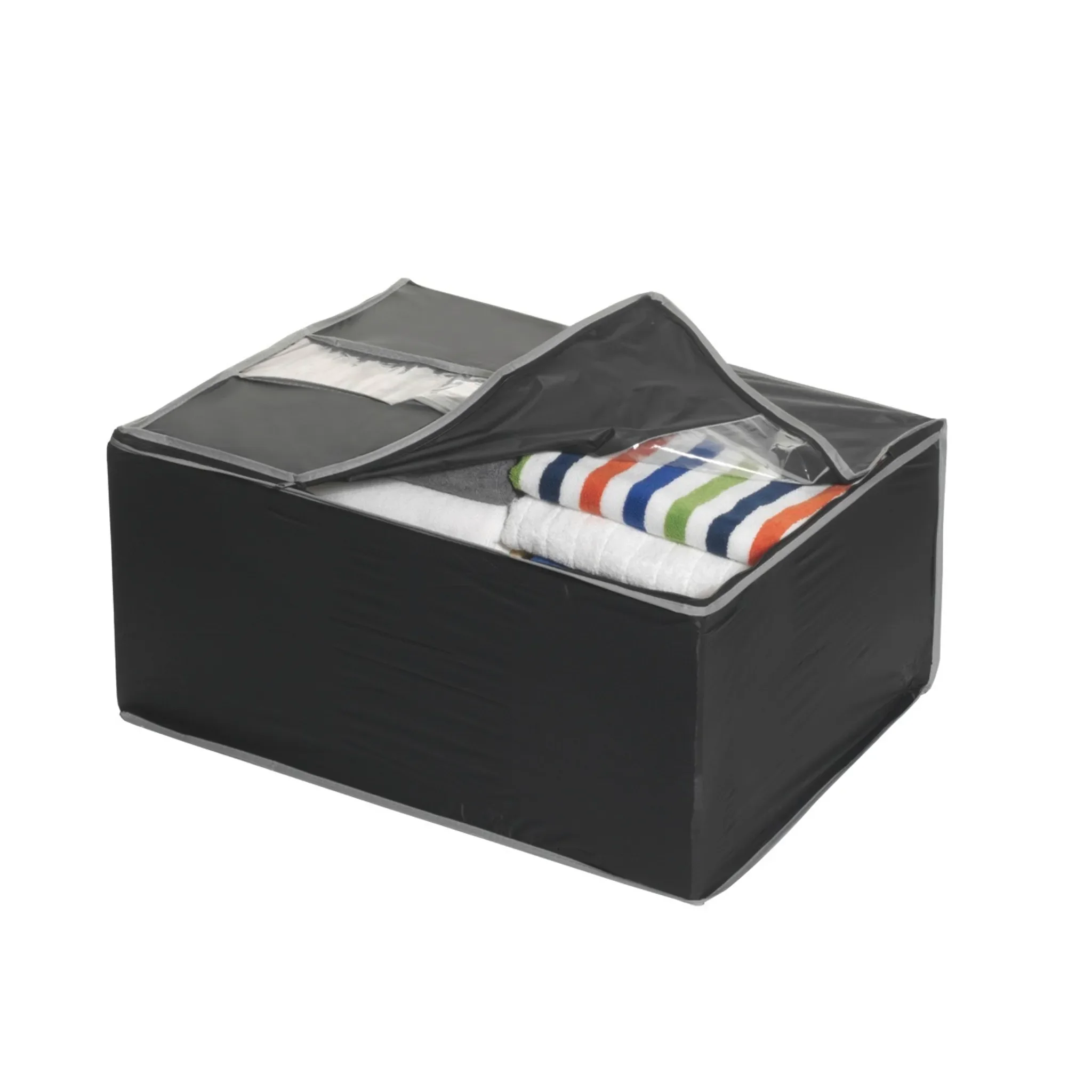 Axentia – Jumbo Box Unterbett, 59 × 45 × 28 cm, schwarz/grau, mit Reißverschluss