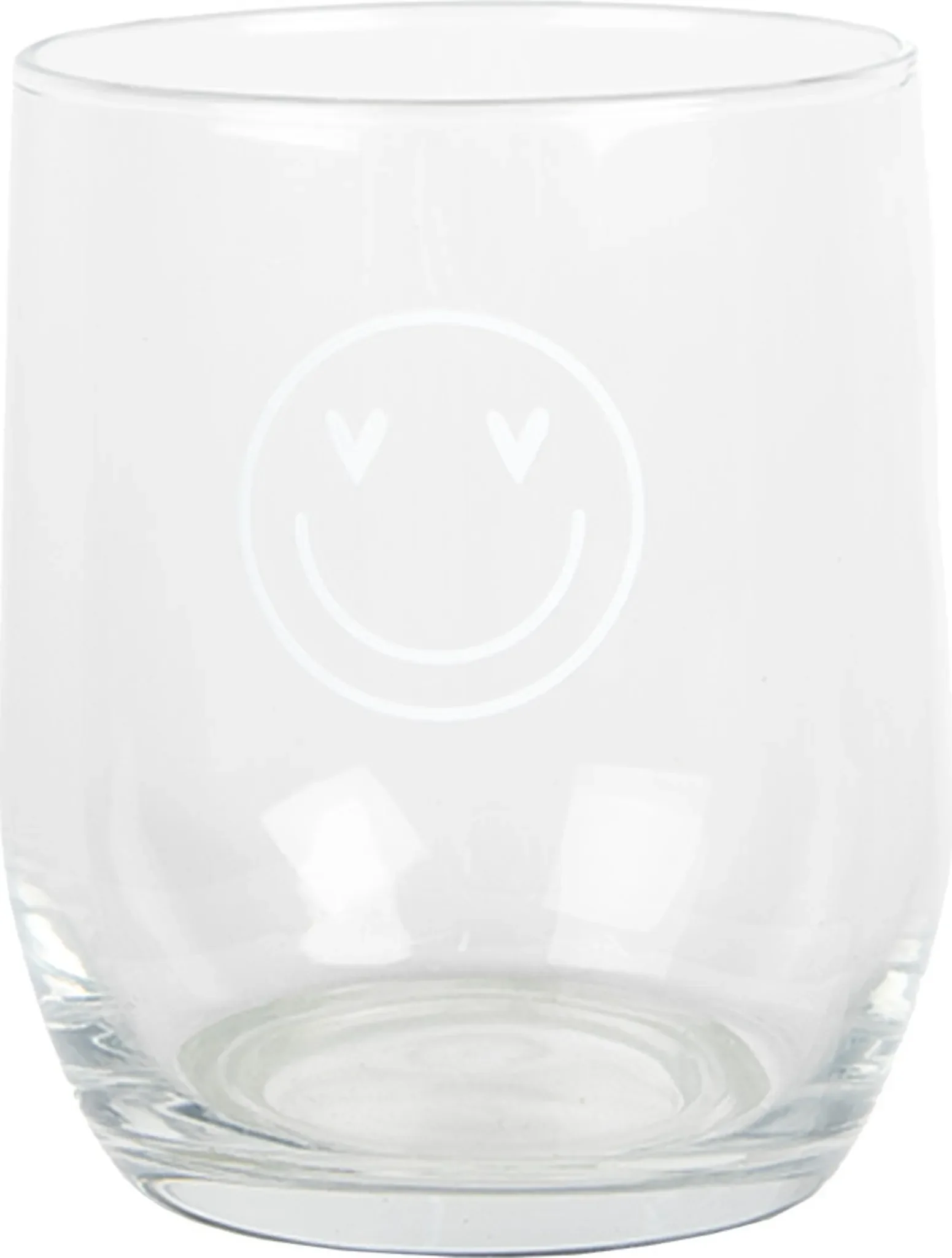 Clayre & Eef Wasserglas 300 ml – Transparentes Glas mit Smiley