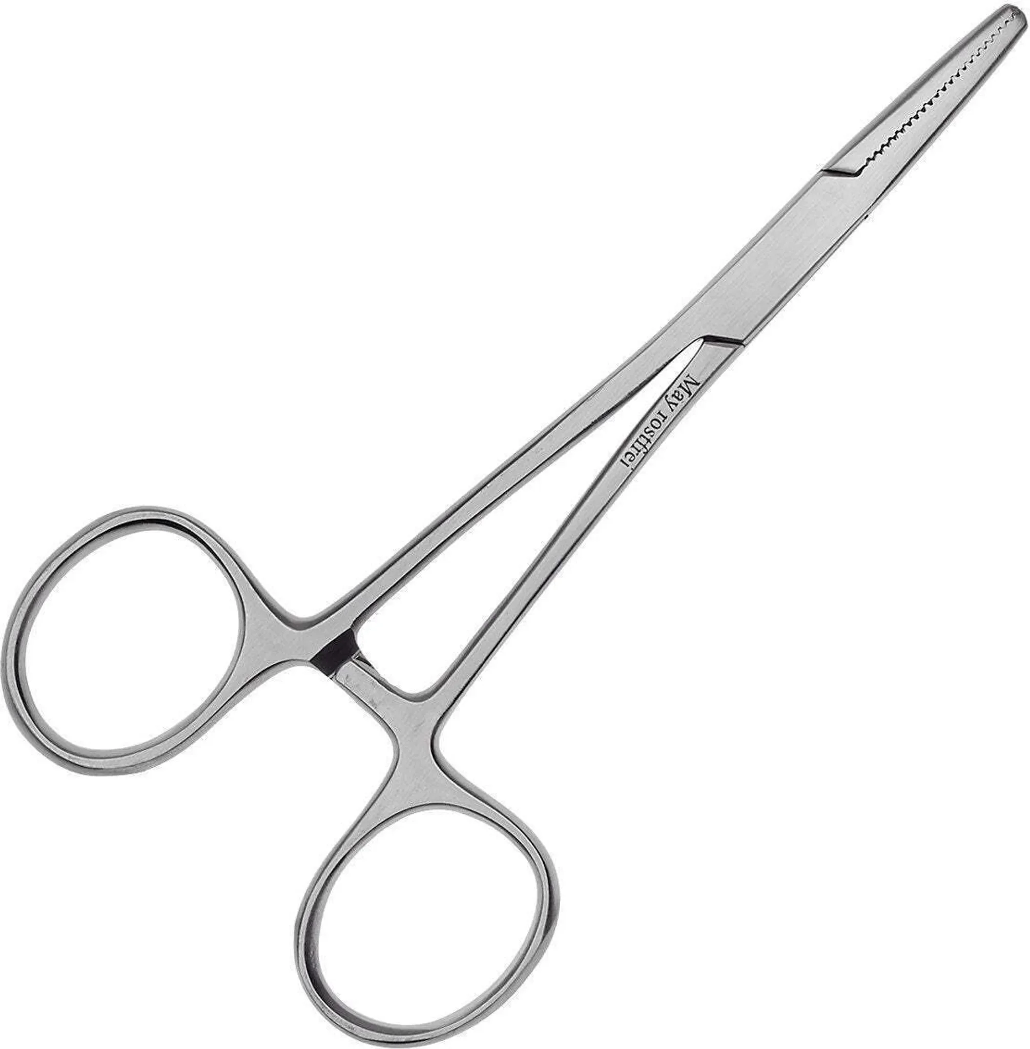 May – Klemme mit Sperre, gerade, 13 cm, Edelstahl